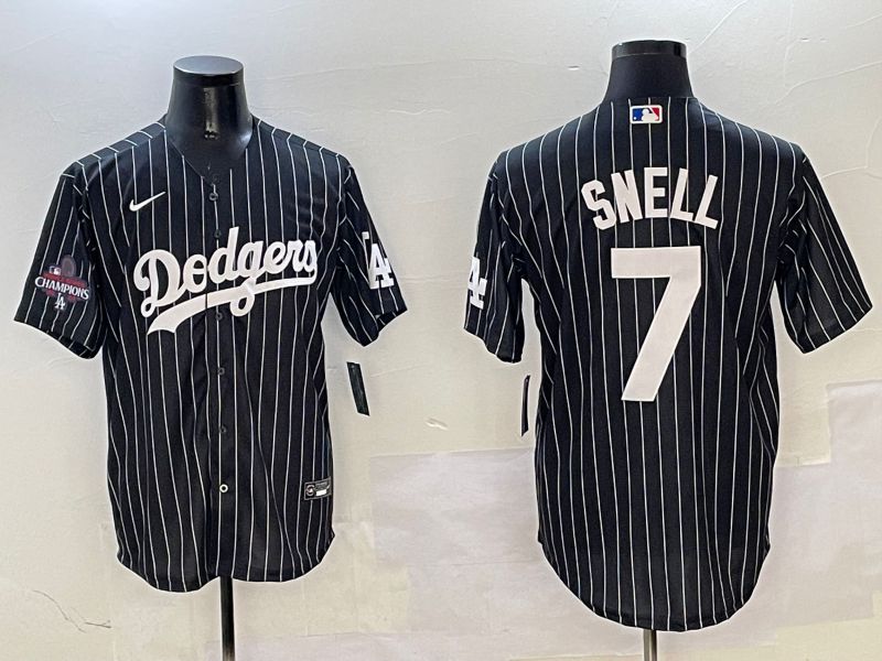 Men Los Angeles Dodgers #7 Snell Black Stripe Jointly Name 2025 Nike MLB Jersey style 2->los angeles dodgers->MLB Jersey